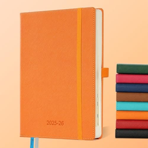 IN-LUXPRO Weekly Monthly 2025-2026 Planner (July 25-Dec 26),8.5"x6.5",18 Months Agenda Plan with Month Tabs & Pocket,Expenses/Note Pages, Academic Calendar with Vegan Leather Cover,Orange