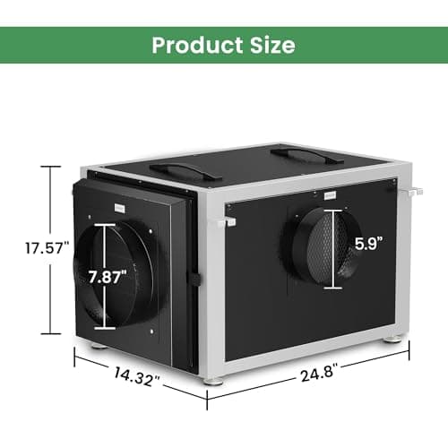 Waykar 158 Pints Crawl Space Dehumidifier with Remote Control up to 6,500 sq. ft., Dual Duct HVAC Commercial Whole-House Dehumidifier for Basement, Industry Water Damage Unit - 5-Year Quality Coverage 5
