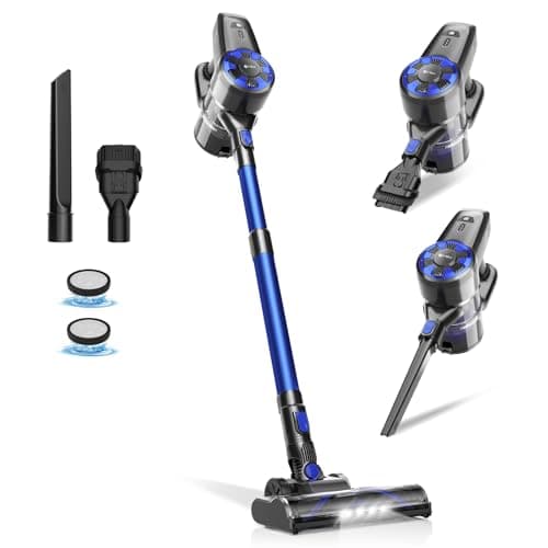 UML0 Cordless Vacuum Cleaner, 8-in-1 Lightweight Stick Vacuum with Powerful Suction, 40 Mins Max Runtime, Rechargeable Vacuum Cleaners for Home/Hardwood Floor/Carpet/Pet Hair (Indigo)
