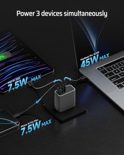CUKTECH 65W USB C Charger+65W 20000mAh Power Bank Combo, 3-Port Compact and Foldable Fast Charger Block, Fast Charging Battery Pack for iPhone 16/15, Samsung Galaxy, Google Pixel, and More 8