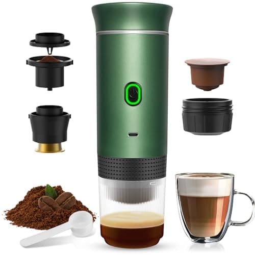 Tinkerty Portable Electric Espresso Machine, Portable Coffee Maker for Travel, Self-Heating Car Espresso Maker, Compatible with Ground Coffee & NS Capsule for Camping, RV, Travel, Office