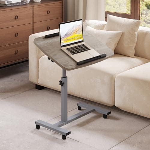 LINGMI Laptop Table Mobile Adjustable Height Portable Desk Notebook Swivel PC Computer Rolling Desk with Wheels, Laptop Stand for Couch Bedside Hospital Bed Table 9