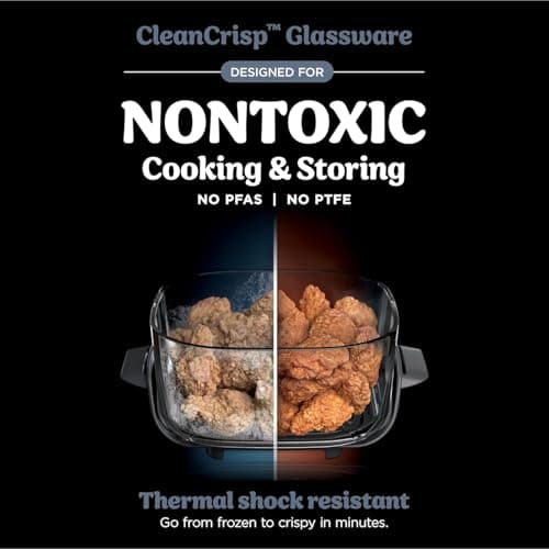 Ninja Crispi 5-in-1 Portable Glass Air Fryer Cooking System, 1500W, 6-Cup, 4-Quart & 2.5-Quart TempWare Containers With Lids, Microwave, Freezer & Dishwasher Safe, Blue, FN103CO 5