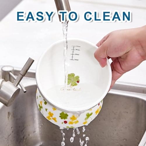 Howise Ceramic Elevated Cat Food and Water Bowls - 2 Pack Small Dog Feeding Set With Tilted Design and Anti-Slip Silicone Mat 6