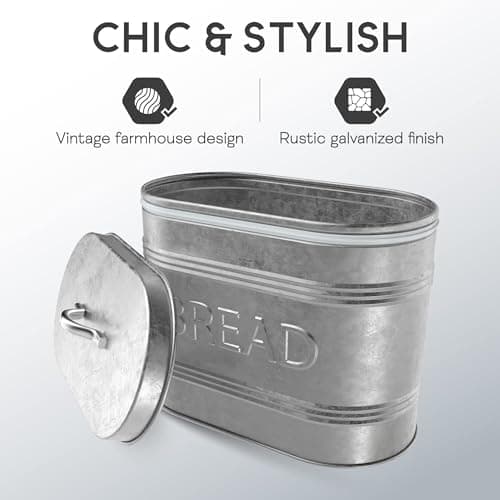 Amici Home, , Rustic Kitchen Galvanized Metal Bread Storage Bin, 288 oz, Gray 5