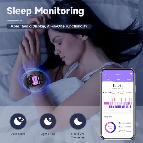 TRAUSI Smart Watch for Men, 1.83" HD Smartwatch with Heart Rate, Sleep Monitor, IP67 Waterproof, Bluetooth Call, Music Control Watch for iPhone/Android Black 7