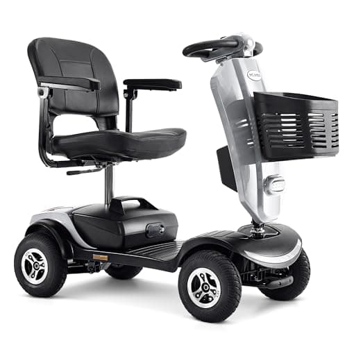 MCombo Power Mobility Scooter for Adults, 4 Wheel Mobility Scooter with Rotating Swivel Seat, 15 Miles, 4.97MPH, Headlight, Basket and Charger Included, MS315 (Silver)