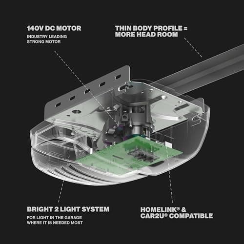 Genie ChainMax 1000 Garage Door Opener - Durable Chain Drive - Includes two 3-Button Pre-Programmed Remotes,Wall Console, Wireless Keypad, Safe-T-Beams - Model 3022-TKH, 140V DC Motor,Gray 12