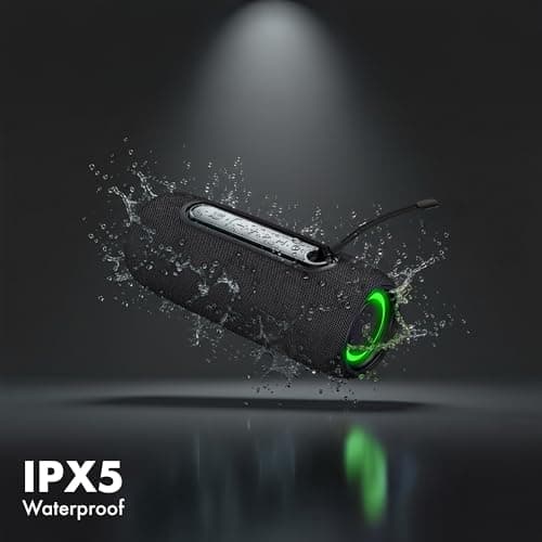 Fisher Portable Bluetooth Speakers IPX5 Waterproof Speaker, 14W PEAK Power Stereo Bluetooth Speaker, RGB Lights, TWS, BT 5.3, Built-in Mic, Hands Free Calling Speakers Bluetooth Wireless, Use Anywhere 9