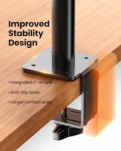 ErGear Single Monitor Arm, Adjustable Desk Gaming Monitor Mount for 13-34″ Screens, Up to 19.8 lbs, Enhanced Stability with Integrated C-Clamp, Upgraded Cable Management, VESA 75x75/100x100mm, Black 5