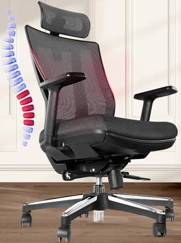 CabeVibe Mesh Ergonomic Office Chair - Home Office Desk Chair High Back with Lumbar Support, Dark Black