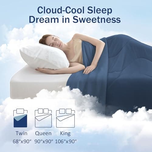 Cooling Blanket Comforter Hot Sleepers Twin/Twin XL Soft Cooling Blanket, Double-Sided Cool Bedding for Night Sweats, All-Season Lightweight Comforter(68 * 90inch, Midnight Blue) 6