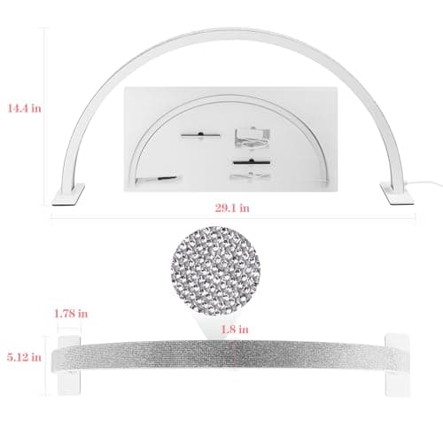 XXCFG 29in Half Moon Light for Nail Desk, 2700K-5600K, Tattoo Lighting Lamp, Nail Desk Lamp, Eyelash Light, Salon&Home, White(Crystal Diamond) 5