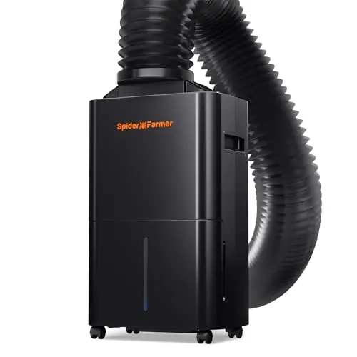 Spider Farmer Dehumidifier with Drain Hose 2000 Sq.ft Deshumidificador Smart Humidity Control & Display, Air Duct, 24H Timer, Powerful Moisture Removal for Basement Bedroom Home and Grow Tent (Update)