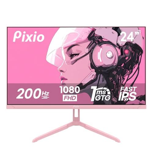 Pixio PX248 Wave Pink 24 inch 200Hz Refresh Rate FHD 1080p Resolution Fast IPS Panel 1ms GTG Response Time Built-in Speakers Gaming Monitor with Adaptive Sync