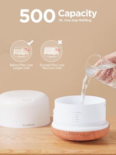InnoGear 500ml Essential Oil Diffuser with Remote Control, Premium Ultrasonic Aromatherapy Diffusers Scent Humidifier Vaporizer Auto-Off Timer for Large Room Home, Yellow 5