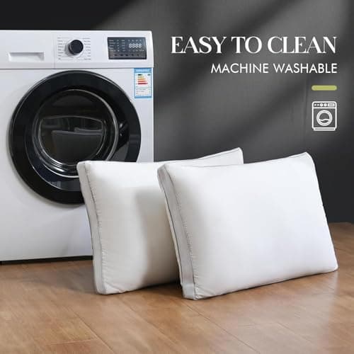 Yalamila Goose Down Bed Pillows Queen Size Set of 2 (White), Hotel Collection Pillows for Sleeping, Gusseted Pillow for Side, Back, or Stomach Sleepers, 20" x 30" 5