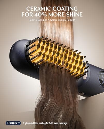 Fanttik Solo I10 APEX Portable Hair Straightener Brush, Cordless Straightening Comb with 113% Larger Heating Area, LED Display & Ceramic Coating, Ionic Technology & Safe Mode - Midnight 8