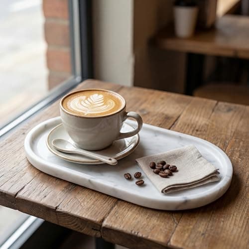 YKAJO 11.6" x 5.9" Oval Real Marble Tray for Bathroom & Kitchen Counter — 100% Natural Stone Decorative Vanity Tray for Dresser & Perfume — Heavy Catchall Organizer for Soap & Jewelry, White Gray 8