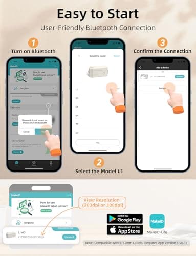 Makeid Label Maker Machine with Tape - Compatible with 9/12/16mm Waterproof Tape, Portable & Rechargeable with Built-in Cutter Wireless Label Printer Compatible with Android & iOS Devices 5
