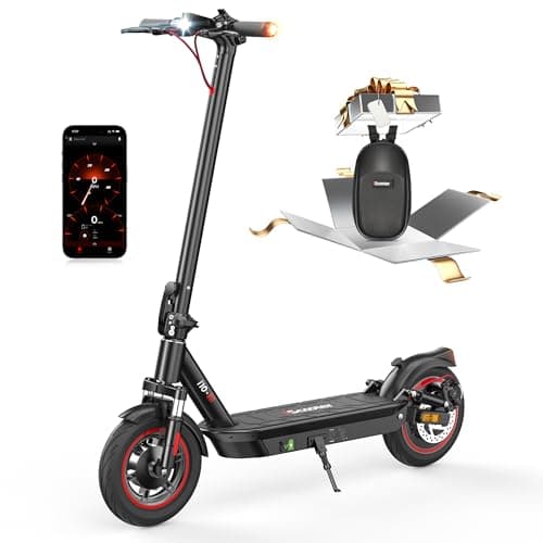 iScooter Electric Scooter Adults, 10'' Pneumatic Road Tires, 25 Mph Max Speed & 28 Miles Max Range, Max Load 264 LBS, Foldable Commuting Electric Scooter with APP & Turn Signals and Storage Bag