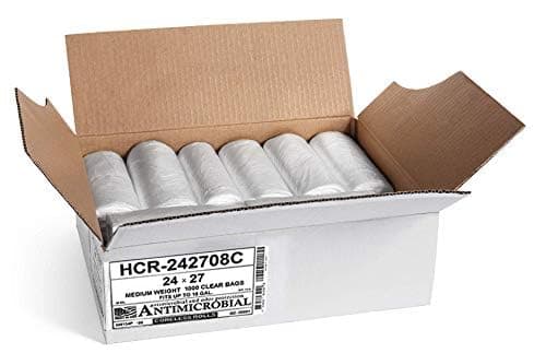 Aluf Plastics High Density Trash Bags, 12 Gallon, 1000 Count, 8 Micron (eq), 24" x 27", Clear, for Bathroom, Office, Industrial, Commercial, Janitorial, Municipal, Recycling 2