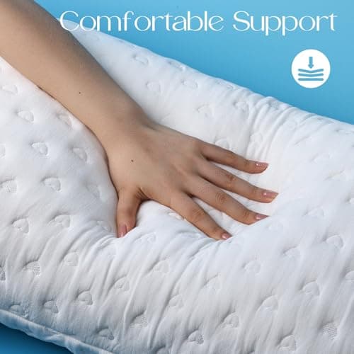 btasleeep Side Sleeper Pillows for Neck & Shoulder Comfort - Ergonomic Curved Crescent Design, Adjustable Shredded Memory Foam, Cooling & Soft Cover, Extra Fill Included, Queen Size 6