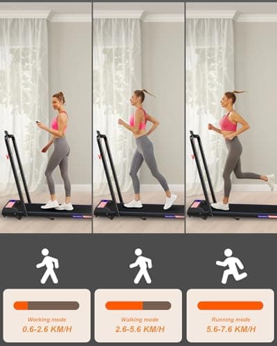 Treadmill Under Desk Walking Pad,2 in 1 Folding Treadmill for Home/Office with Remote Control and APP，Large Screen 6