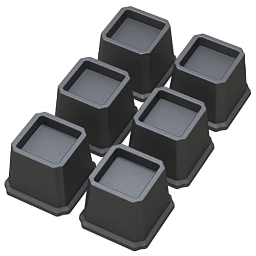 Whynonap Bed Risers 3 Inch Heavy Duty Bed Elevators, Set of 6 Lifts Up 3,000 lbs Furniture Riser for Sofa and Table, Black
