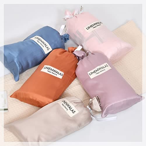 LINENWALAS Fitted Sheet Only Viscose Derived from Bamboo, Bottom Sheet for Queen Size Bed – 16” Deep Pocket, All Around Snug Fit – Cooling, Breathable, Soft, Hypoallergenic (Taupe, Queen) 7