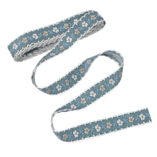 uxcell 3 Yards Jacquard Ribbon Trim, 0.71 Inch Floral Embroidered Ribbon Decorative Fabric Woven Embroidery Trim for Sewing DIY Clothing Bowknot Hat Bag Gift Wrap, Cyan