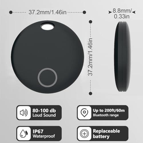 2026 New [Apple MFi Certified] Air Tracker Tags 4 Pack Luggage Tracker Works with Find My (iOS only), Key Tracker, Wallet, Suitcase,Bicycle and More, Replaceable Battery, IP67 Waterproof 8