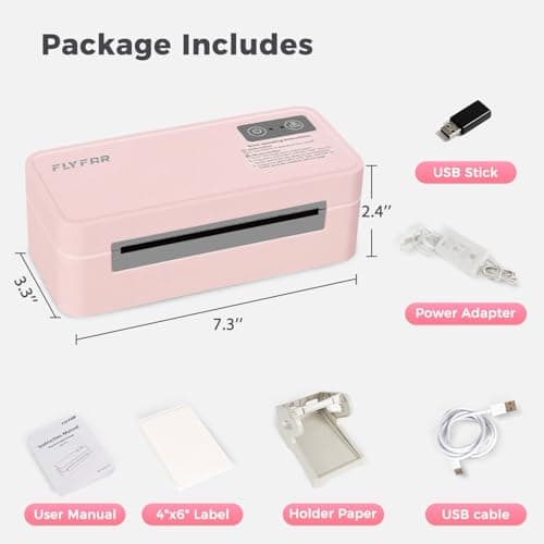 FLYFAR Bluetooth Thermal Label Printer, 4x6 Shipping Label Printer for Small Business, Compatible with Android, Windows, iPhone, Mac, Widely Used for Amazon, Shopify, Ebay, USPS, Etsy,FedEx (Pink) 5