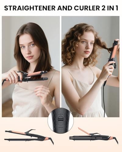 Dual Voltage Curling Iron 2-in-1 Curling Iron 1 Inch,(100V~240V) Dual Voltage Hair Straightener Travel CurlingIron European Flat Iron(Black) 6