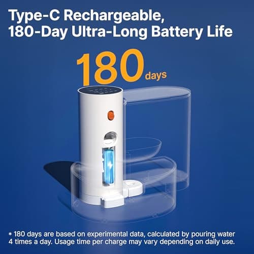 Potaroma Smart Pet Water Fountain, No Filter, 3.5L Large Capacity, Rechargeable Automatic Water Dispenser for Cats and Small Dogs, Wastewater Separation Always Fresh Water 5