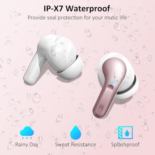 Wireless Earbuds, Bluetooth 5.3 Headphones 2025 NEW Ear Buds 40H Bass Stereo in-Ear Earphones ENC Noise Cancelling Earbuds with 4 HD Mic, USB-C LED Display IP7 Waterproof Sport Headset for Android iOS 8
