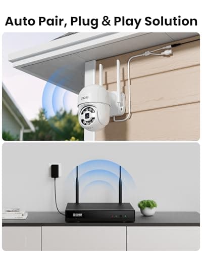 ZOSI 8CH 2K Wired WiFi Home Security Camera System, 4 x C289 3MP 2K Pan/Tilt WiFi Camera Outdoor, Auto Tracking, Color Night Vision, AI Human Detection, Spotlight Siren Alarm, Two-Way Audio, 500GB HDD 7