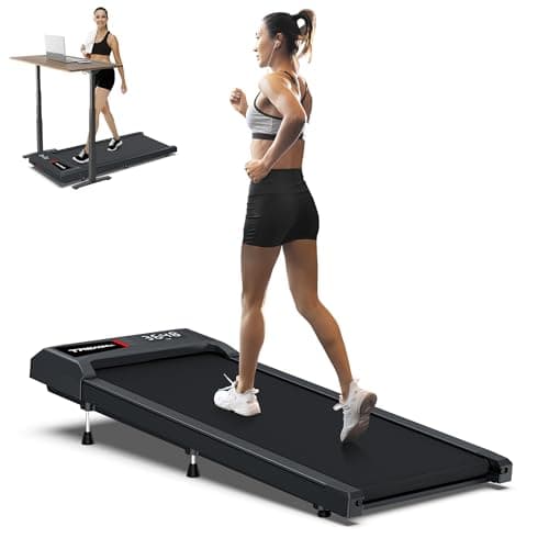 Incline Walking Pad Treadmill 265 lb Capacity, Under Desk Treadmill for WFH, Voice Controlled Small Desk Treadmills Work with KINOMAP Apple Health, Portable Treadmills for Home,Office, Apartment
