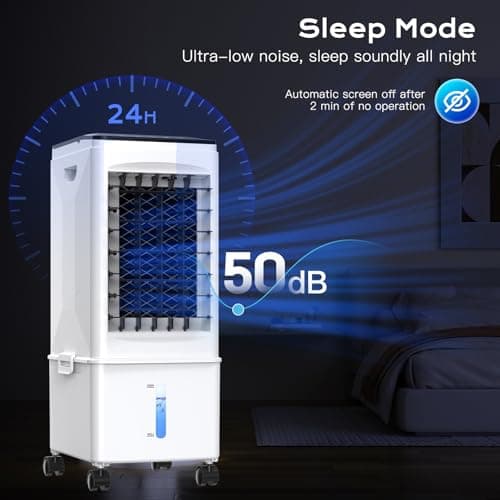 Evaporative Air Cooler, [9.5L large Water Tank]3-in-1 Portable Air Conditioners for Room, 3 Speeds, Fast Cooling Portable AC Unit w/7H Timer/Remote, Quiet Swamp Cooler for Bedroom Office 6