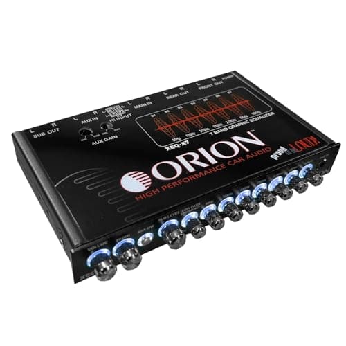 Orion XEQ-X7 7-Band Graphic Equalizer with Front 3.5mm AUX Input – Half-DIN Car Audio EQ with Subwoofer Control, High/Low-Level Inputs, Rear RCA, and Variable Low Pass Filter