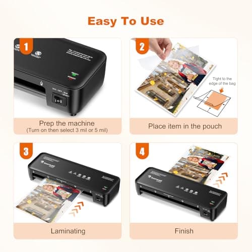 Bonsaii Laminator, 9 Inch Thermal Laminator Machine with Never Jam Technology for Doc/Posters/Photo, Personal Laminating Machine Simple Convenient for Home, Office and School Black 7