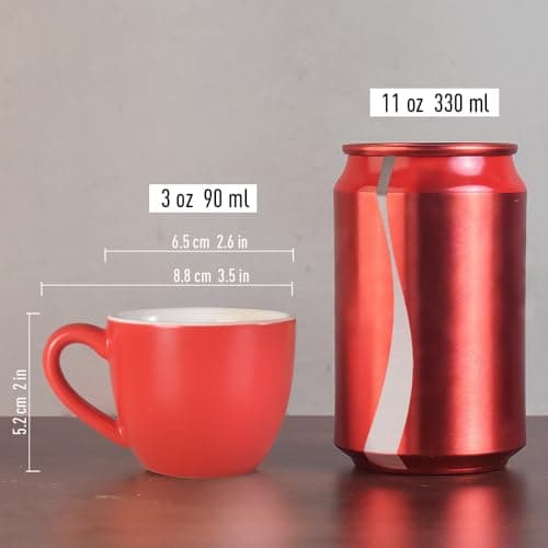 homEdge Mini Porcelain Espresso Cup, 3 Ounces / 90 ml Tiny Coffee Mugs Demitasse for Espresso, Tea- Red 6