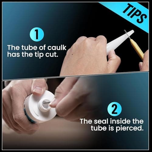 Seesii Electric Caulking Gun, Lightweight & Cordless Caulking Gun with LED Light, Labor Saving AA Battery Power Caulk Gun, 10oz Cordless Caulk Gun for Filling, Sealing (Battery Not Included)(Blue) 8