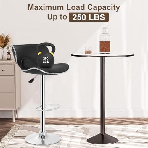 BestOffice Bar Stools Set of 2, Counter Height Adjustable Bar Stools with Back Bar Stool PU Leather Swivel Bar Stool Kitchen Counter Bar Stools Dining Chairs 7