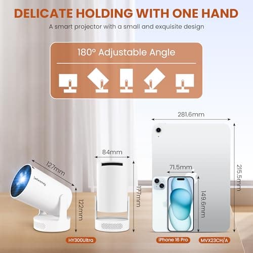 Mini Projector - Manual Focus, Smart Portable Projector for Bedroom & Home Cinema with 4K Support, 170 ANSI Lumens, Auto Keystone, Netflix Certified, Android 11, Voice Control, Air Mouse Remote 6