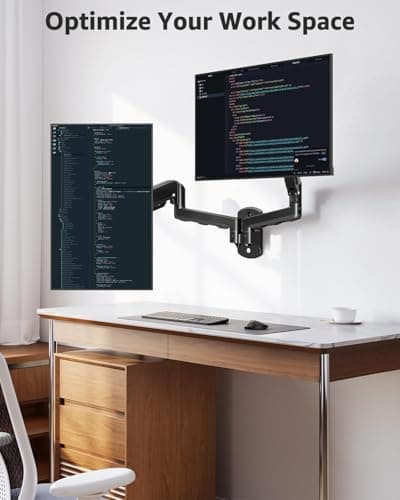 MOUNTUP Dual Monitor Wall Mount for 2 Max 32 Inch Computer Screen, Fully Adjustable Double Monitor Arm, Wall Mounted Monitor Holder Support 4.4-19.8lbs Display, VESA Bracket 75x75, 100x100 7
