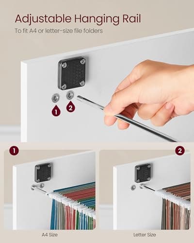 VASAGLE 2 Drawers File Cabinet with Lock, Printer Stand, Office Filing Cabinet Organizer, for A4 and Letter Size Documents, Cloud White UOFC061W14 5