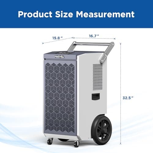Moiswell 260 Pints Commercial Dehumidifier with Pump and Drain Hose for Basements, Heavy Duty Commercial Grade Dehumidifiers for Large Spaces, Warehouse, Industry Water Damage Unit, Auto Defrost 7