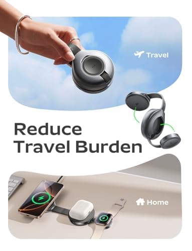 LISEN 25W QI2 Magsafe Charger Stand Cube, 3 in 1 Charging Station Apple, MagGo Travel Charger for Multiple Devices for iPhone AirPods Apple Watch (30W Charger Included) (Black) 7