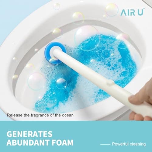 AIR U+ Disposable Toilet Brush, Toilet Bowl Cleaning System with 24 Count Wand Refill, Clean Brush Starter Kit with 1 Toilet Wand, 1 Storage Caddy and 1 Fragrant Tablet (1 + 24) 5